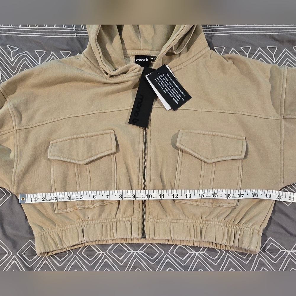 Mono B Cropped Full Zip Hooded Sweatshirt Size Medium - Picture 4 of 5